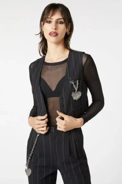 Women Dangerfield Jackets & Coats*Mystery Pinstripe Vest