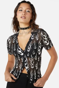 Women Dangerfield Blouses & Tops*Naked Flame Mesh Blouse