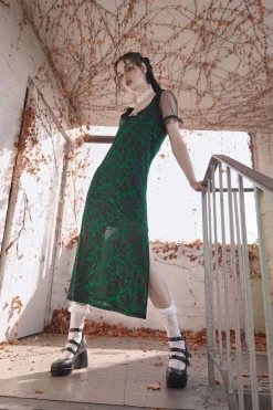 Women Dangerfield Dresses & Pinafores*Neglected Flocked Mesh Midi Dress