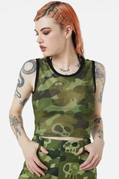Women Dangerfield Blouses & Tops*Nook Of The Garden Camo Mesh Tank