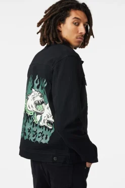 Men Dangerfield Coats & Jackets*On Guard Back Print Denim Jacket