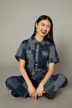 Women Black Friday Pants & Jumpsuits*Patchwork Denim Boilersuit