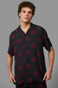 Men Black Friday Shirts & Tees*Pentagram Short Sleeve Shirt