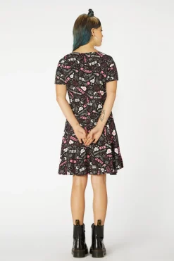 Women Black Friday Dresses & Pinafores*Printed Viscose Goth Dress