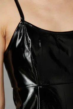 Women Black Friday Dresses & Pinafores*Pu Contrast Panel Dress