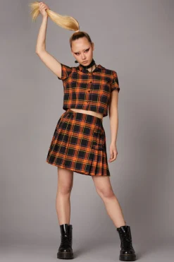 Women Black Friday Skirts & Skorts*Pumpkin Tartan Skirt