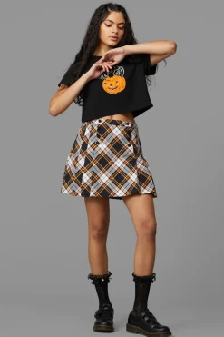 Women Black Friday Skirts & Skorts*Pumpkin Tartan Skirt
