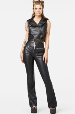 Women Dangerfield Jackets & Coats*Punk Eyelet Pu Belted Vest