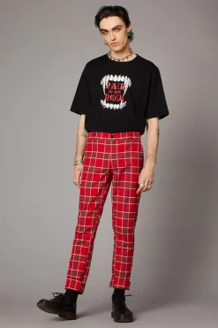 Men Black Friday Pants & Shorts*Punk Red Tartan Unisex Pant