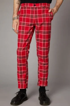 Men Black Friday Pants & Shorts*Punk Red Tartan Unisex Pant