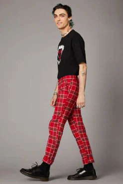 Men Black Friday Pants & Shorts*Punk Red Tartan Unisex Pant