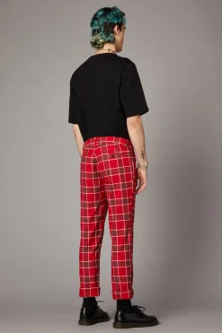 Men Black Friday Pants & Shorts*Punk Red Tartan Unisex Pant
