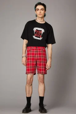Men Black Friday Pants & Shorts*Punk Red Tartan Unisex Short