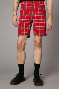 Men Black Friday Pants & Shorts*Punk Red Tartan Unisex Short