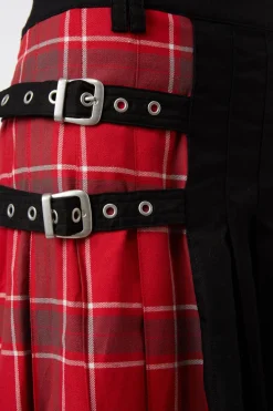 Men Black Friday Pants & Shorts*Punk Red Tartan Unisex Skirt