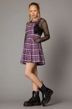 Women Black Friday Dresses & Pinafores*Purple Punk Tartan Pinafore