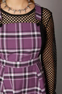 Women Black Friday Dresses & Pinafores*Purple Punk Tartan Pinafore