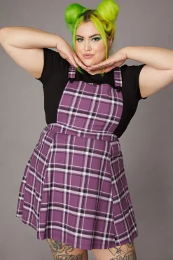 Women Black Friday Dresses & Pinafores*Purple Punk Tartan Pinafore
