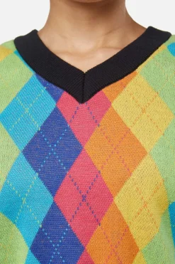 Women Dangerfield Blouses & Tops*Rainbow Argyle Knit Vest