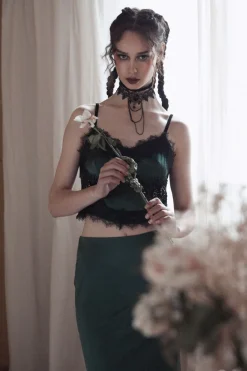 Women Dangerfield Blouses & Tops*Remnants Satin Lace Bodice Top