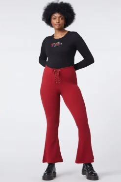 Women Dangerfield Pants & Jumpsuits*90S Lacing Flare Rib Pant