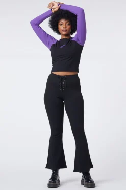 Women Dangerfield Pants & Jumpsuits*90S Lacing Flare Rib Pant