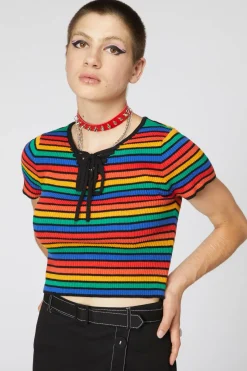Women Dangerfield Knitwear & Cardis*90S Rainbow Crop Rib Knit
