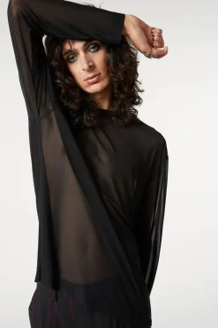 Women Dangerfield Blouses & Tops*Sheer Basic Long Sleeve Top