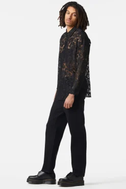 Men Dangerfield Shirts & Tees*Sheer Lace Long Sleeve Shirt