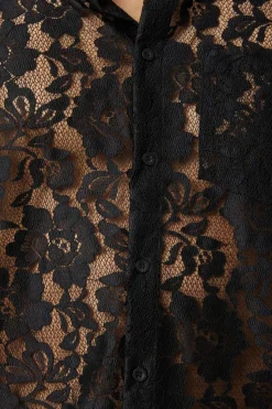 Men Dangerfield Shirts & Tees*Sheer Lace Long Sleeve Shirt