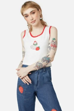 Women Dangerfield Blouses & Tops*Strawberry Kisses Lace Edge Tank