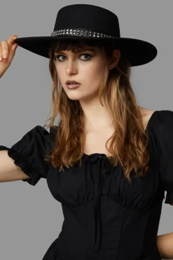 Accessories Black Friday Hats*Studded Wide Brim Hat