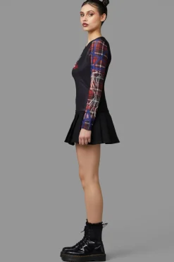 Women Black Friday Blouses & Tops*Tag Tartan Grave Mesh Top