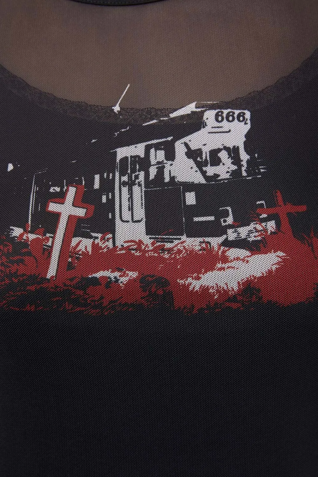 Women Black Friday Blouses & Tops*Tag Tartan Grave Mesh Top