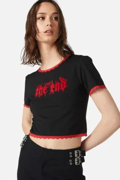 Women Dangerfield Blouses & Tops*The End Flocked Crop Tee