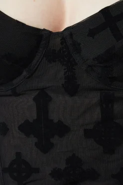 Women Dangerfield Blouses & Tops*Vowed Flocked Mesh Corset