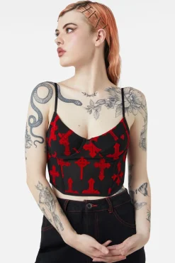 Women Dangerfield Blouses & Tops*Vowed Flocked Mesh Corset