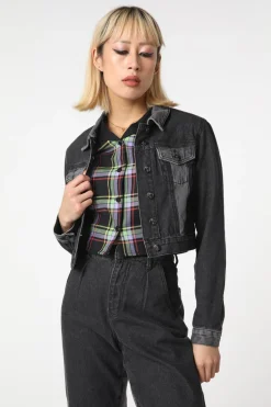 Women Black Friday Jackets & Coats*Washed Denim Goth Jacket