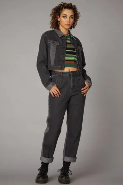 Women Black Friday Jackets & Coats*Washed Denim Goth Jacket